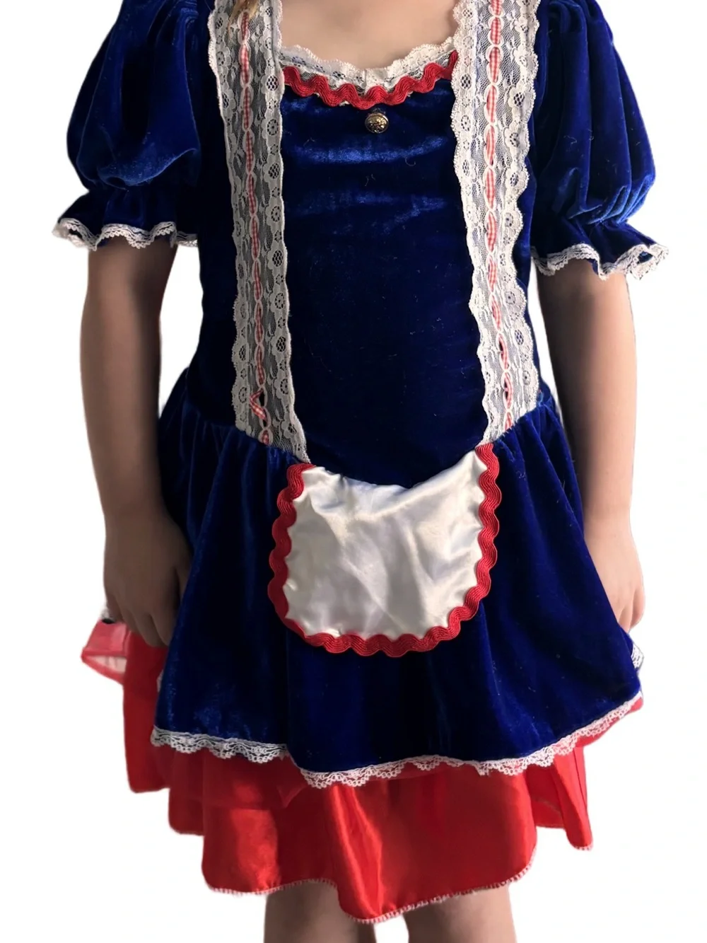 Girls Patriotic Velvet Costume Dress Red White Blue Size 7/8 Medium